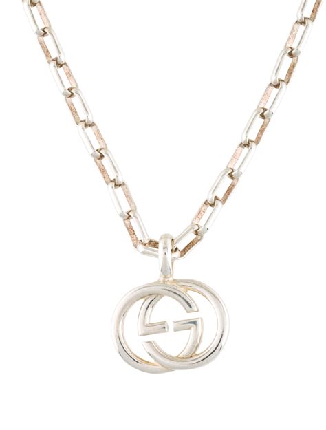 gucci interlocking g necklace on neck|gucci interlocking g pendant necklace.